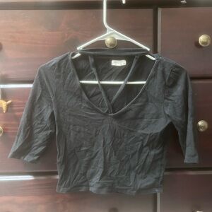 Heart & Hips Black Fitted Backless Crop Blouse
